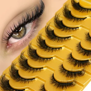 GROINNEYA 3D Faux Mink Cat Eye & Fox Eye Lashes Fluffy False Eyelashes Natural Look Extensions for Makeup & Daily Wear