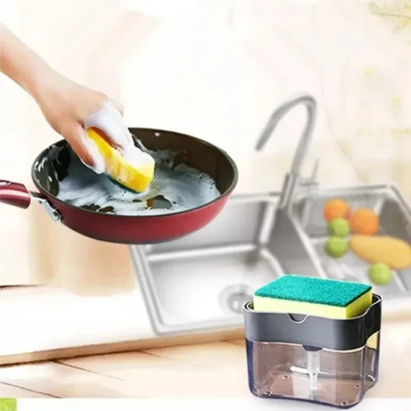 Dish Soap Dispenser for Kitchen,Liquid Soap Dispenser Kitchen SoapDispenser with Sponge Holder,Sponge Caddy Soap Pump Dispenser - Image 4