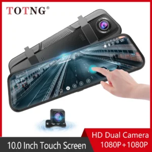 10 Inch Mirror Camera for Car Touch Screen Video Recorder Rearview Mirror Dash Cam Front and Rear Camera Mirror DVR Black Box
